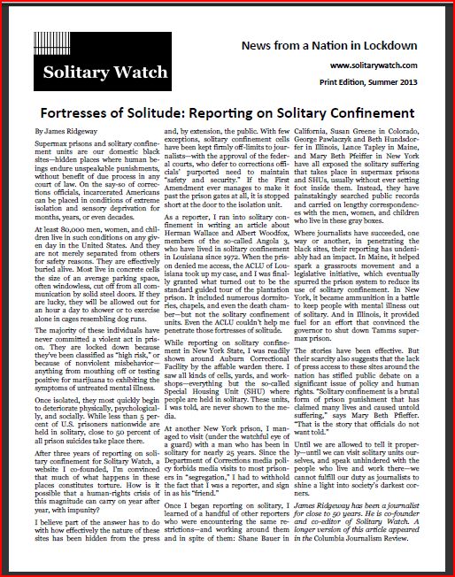 Solitary Watch Summer 2013 Print Edition