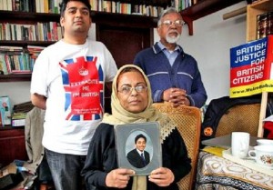 Talha Ahsan's family in their London home.