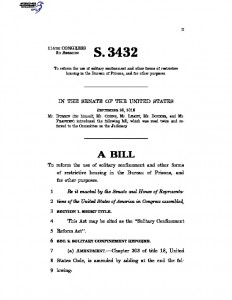 S.3432, also known as "The Solitary Confinement Reform Act" Full Text